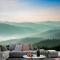 Misty Mountain Yeşil Orman Manzaralı Duvar Kağıdı 