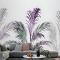 Tropikal Taze Mor Yeşil Palmiye Yaprakları Duvar Kağıdı