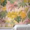 Suluboya Renkli Yaz Tropikal Yaprak Yatak Odası Duvar Kağıdı
