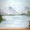 Suluboya Göl Manzarası Yatak Odası Duvar Kağıdı