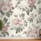Krem & Pembe Gül Vintage Çiçek Yatak Odası Duvar Kağıdı
