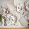 Güzel Beyaz Mermer Çiçekli 3D Duvar Kağıdı