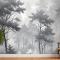 Tek Renkli Orman Siluet Manzara Duvar Kağıdı 