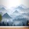 Sisli Orman Duvar Kağıdı  Ile Tek Renkli Dağ Manzarası