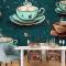 Çay Fincanlarının Desenleri Cafe Duvar Kağıdı