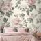 Krem & Pembe Gül Vintage Çiçek Yatak Odası Duvar Kağıdı