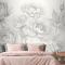 Gri Büyük Resimli Güller Yatak Odası Duvar Kağıdı