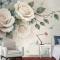 3D Görünümlü Krem Gül Çiçek Duvar Kağıdı