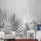 Siyah Beyaz Ince Yapraklar Duvar Kağıdı