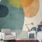 Soyut Geometrik Şekiller Boya Fırçası Sanat Duvar Kağıdı 
