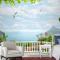 Bahçeli Balkon Ve Deniz Manzarası Duvar Kağıdı
