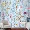 Renkli Çiçekler Mavi Duvar Kağıdı 