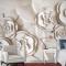 Güzel Beyaz Mermer Çiçekli 3D Duvar Kağıdı