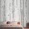 Nötr Baskılı Ahşap Panel Efektli Yatak Odası Duvar Kağıdı
