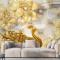 Altın Çiçekli Arka Planlı 3D Duvar Kağıdı Tasarımı