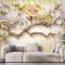 Çiçekli Kuğu Arka Planlı 3D Duvar Kağıdı