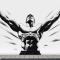 Melek Kanatlı Bir Boksörün Siyah Beyaz Çizimi Duvar Kağıdı
