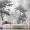 Tek Renkli Orman Siluet Manzara Duvar Kağıdı 