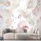 Boho Tropikal Yaprak Duvar Kağıdı  Ile Yumuşak Flamingo Sanatı