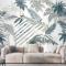 Vintage Tropikal Yaprak Desenli Duvar Kağıdı 