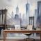 Suluboya Resim New York Şehri Manzara Duvar Kağıdı 
