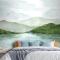 Suluboya Göl Manzarası Yatak Odası Duvar Kağıdı