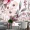 Sanatsal Elle Çizilmiş Çiçek Süsleme Desen Duvar Kağıdı 