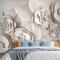 Güzel Beyaz Mermer Çiçek Yatak Odası Duvar Kağıdı