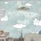 Bulut Üzerinde Sevimli Filler Duvar Kağıdı