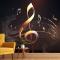 Gold Renklerde Sol Anahtarı Müzik Temalı Duvar Kağıdı
