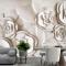 Güzel Beyaz Mermer Çiçekli 3D Duvar Kağıdı