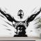Melek Kanatlı Bir Boksörün Siyah Beyaz Çizimi Duvar Kağıdı