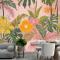 Suluboya Renkli Yaz Tropikal Yaprak Duvar Kağıdı