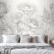 Gri Büyük Resimli Güller Yatak Odası Duvar Kağıdı