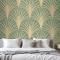 Modern Eau De Nil Art Deco Altın Çizgili Yatak Odası Duvar Kağıdı