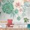 Nostaljik Yumuşak Yeşil Asma Çiçek Sanatı Duvar Kağıdı 