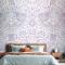 Vintage Çiçek Holografik Desenli Yatak Odası Duvar Kağıdı