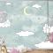 Bulut Üzerinde Sevimli Filler Duvar Kağıdı