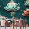 Çay Fincanlarının Desenleri Cafe Duvar Kağıdı