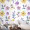 Pastel Renklerde Çiçek Desenli Duvar Kağıdı
