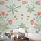 Çiçek Desenli Yeşil Duvar Kağıdı