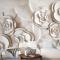 Güzel Beyaz Mermer Çiçekli 3D Duvar Kağıdı