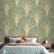 Modern Eau De Nil Art Deco Altın Çizgili Yatak Odası Duvar Kağıdı