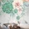 Nostaljik Yumuşak Yeşil Asma Çiçek Sanatı Duvar Kağıdı 