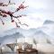 Kiraz Çiçeği Duvar Kağıdı  Ile Karlı Dağ Manzarası