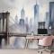 Suluboya Resim New York Şehri Manzara Duvar Kağıdı 