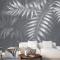 Beyaz Tropikal Yapraklı Duvar Kağıdı 