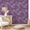 Mor Arka Plan Gri Çiçek Desen Ucuz Duvar Kağıdı 54104