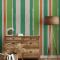 Yeşil Turuncu Krem Çizgili Ucuz Duvar Kağıdı 53396