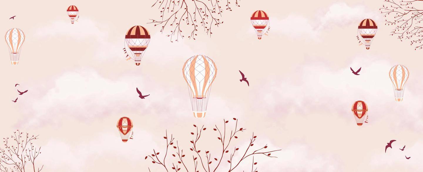 Hava Balonları Pembe Gökyüzü Duvar Kağıdı